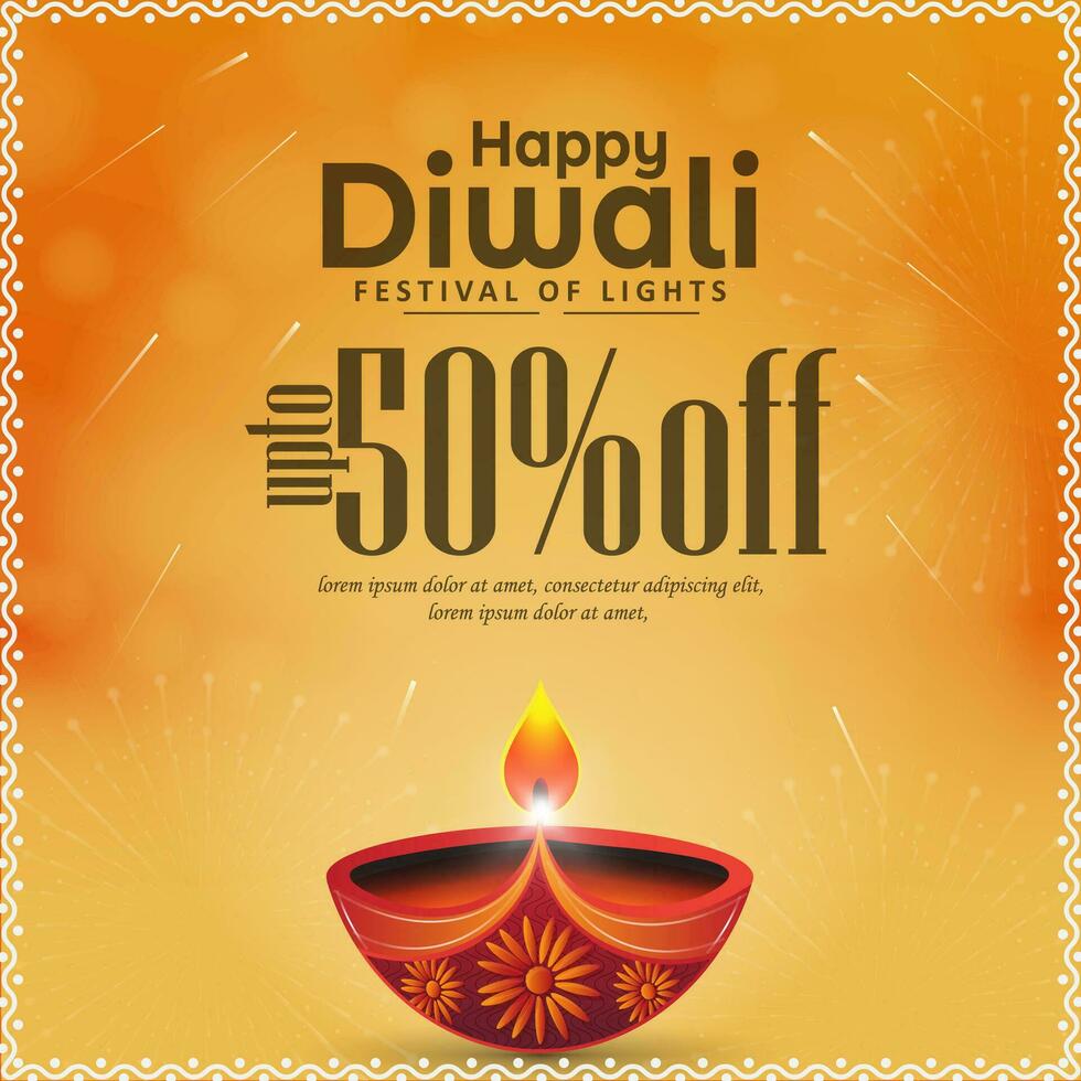 Diwali celebration design with big oil lamps and bursting firecrackers backgrounds. vector