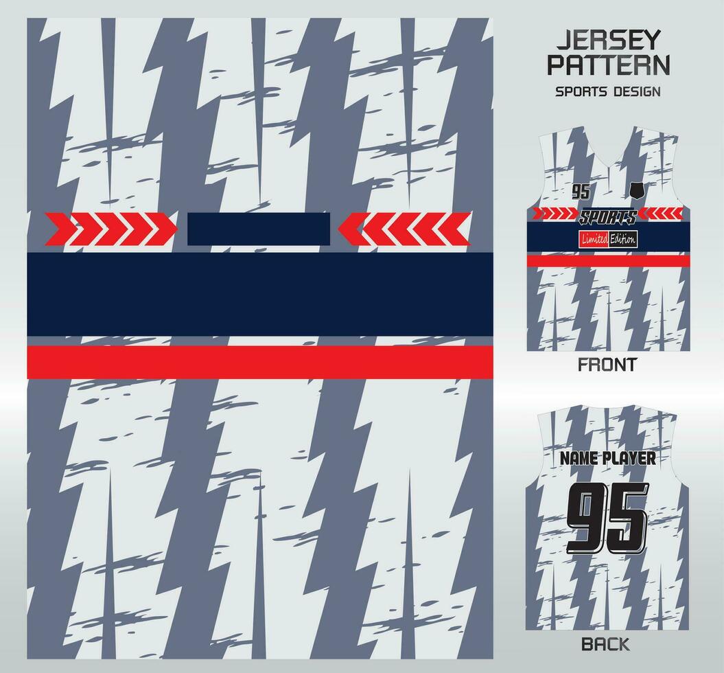 Pattern vector sports shirt background image.white gray lightning with red and blue stripes pattern design, illustration, textile background for sports t-shirt, football jersey shirt