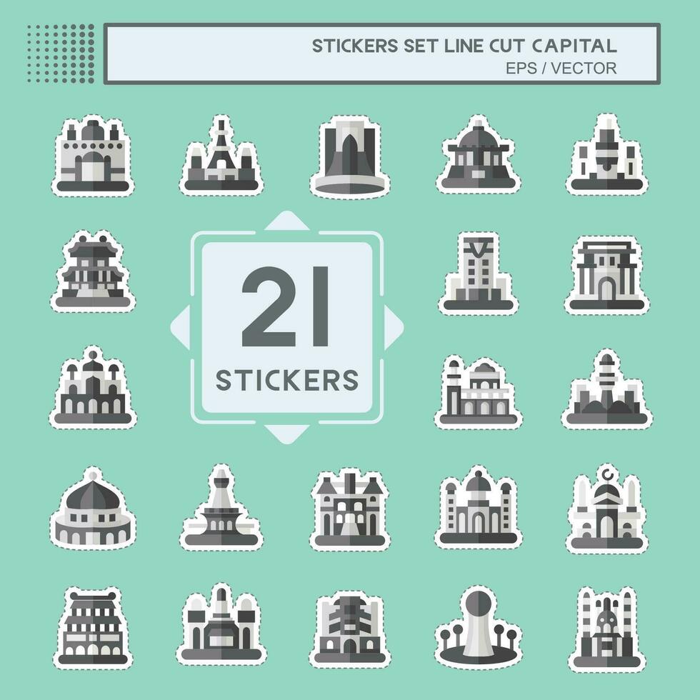 Sticker line cut Set Capital. related to Capital symbol. simple design editable. simple illustration vector