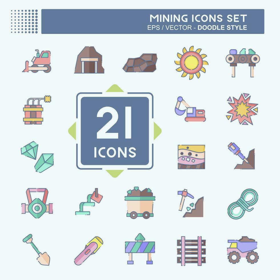 Icon Set Mining. related to Industry symbol. doodle style. simple design editable. simple illustration vector