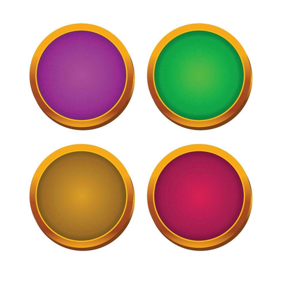 3 Vector round gold framed button template basis for banner