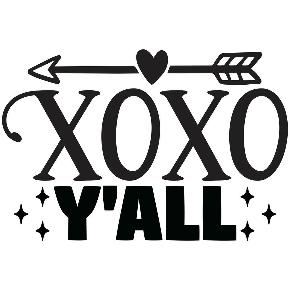 xoxo y'all design vector