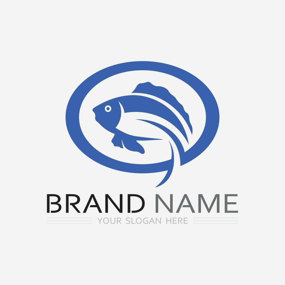 plantilla de logotipo de diseño de icono abstracto de pescado, símbolo de vector creativo de club de pesca o tienda en línea.