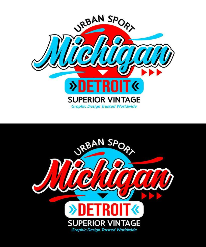 Michigan ciudad circulo urbano Clásico caligrafía tipografía, para impresión en t camisas etc. vector