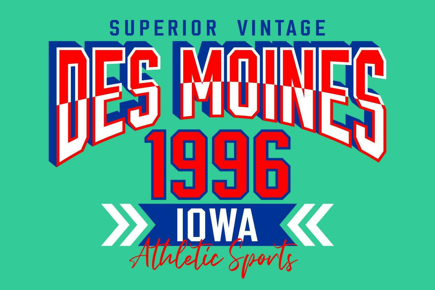 Des Moines Iowa vintage college, for print on t shirts etc. vector