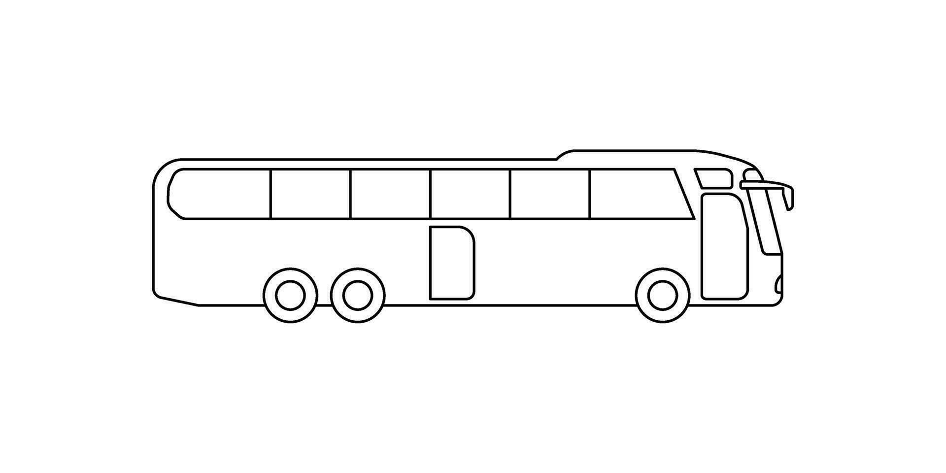 Bus for tour travel and excursion, car model coloring line icon. Passenger transport, automobile for journey. Side view. Vector sign outline