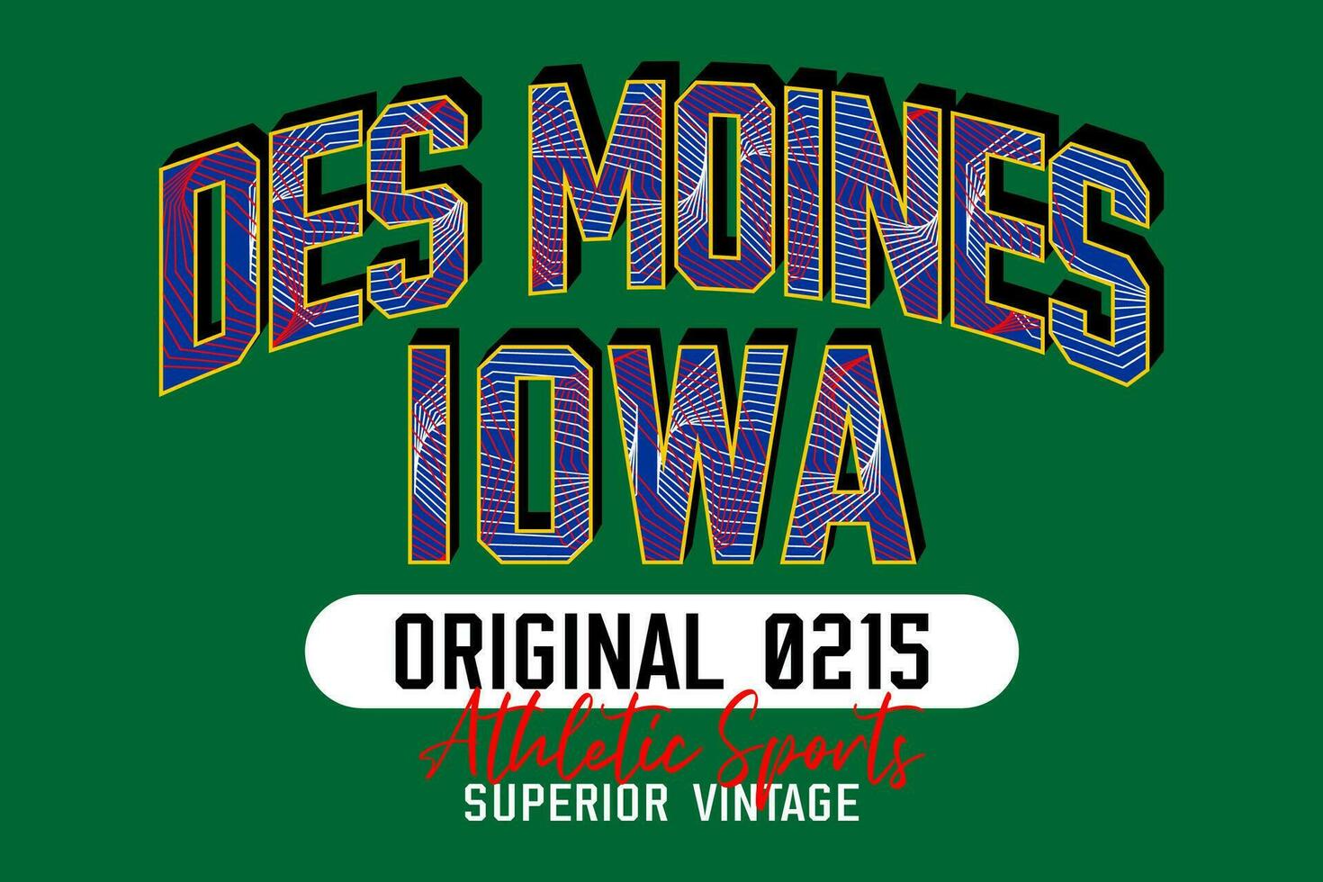 Des Moines Iowa vintage college, for print on t shirts etc. vector