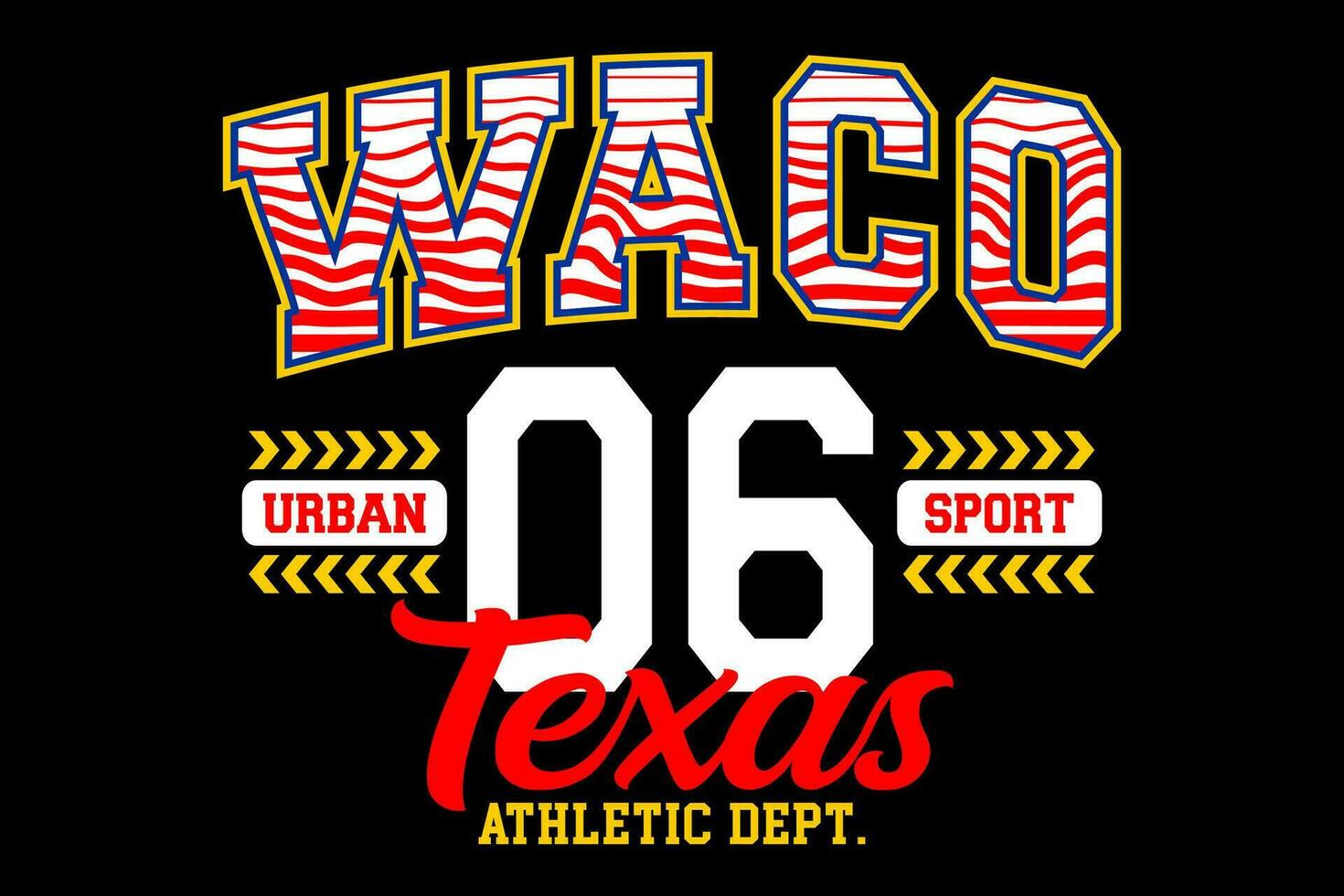 Waco Texas vintage college, for print on t shirts etc. vector