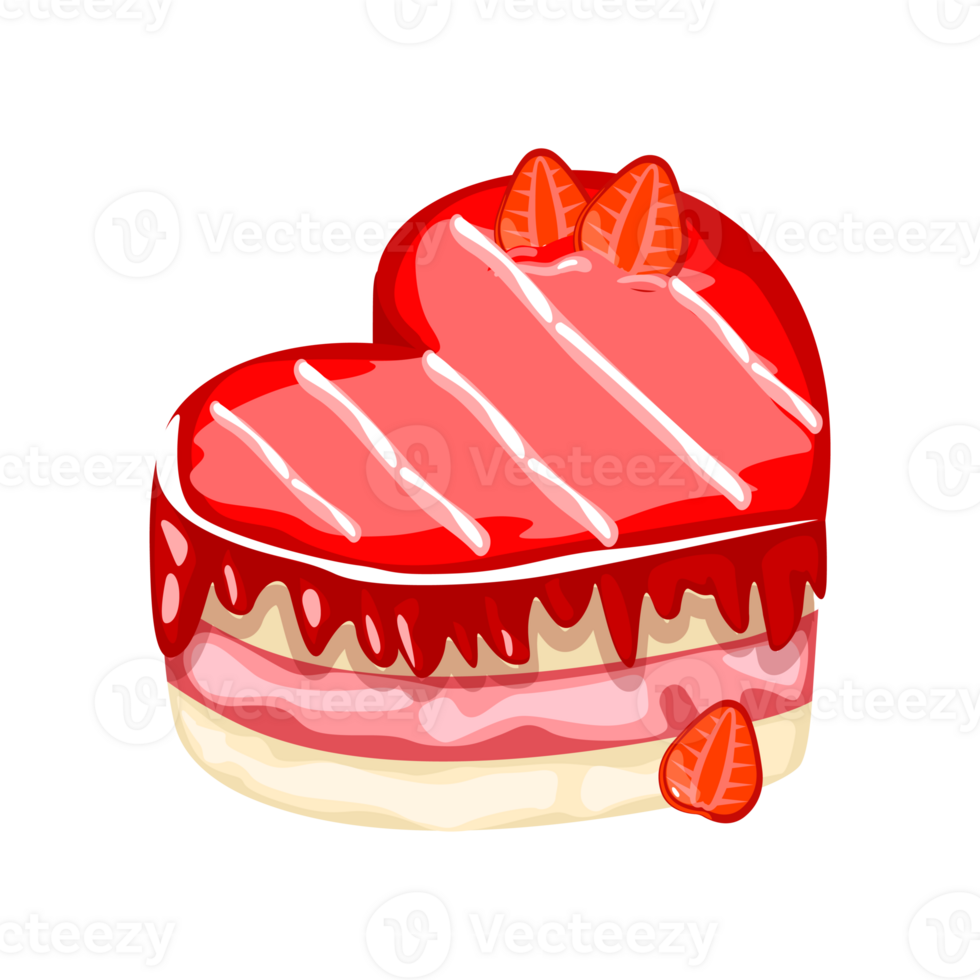 strawberry Cake in the form of a heart png