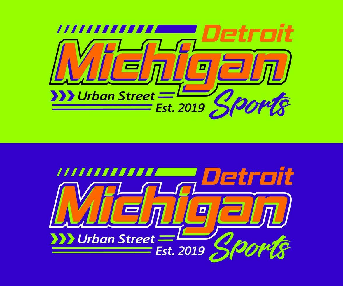 Michigan ciudad carreras tipografía, para impresión en t camisas etc. vector