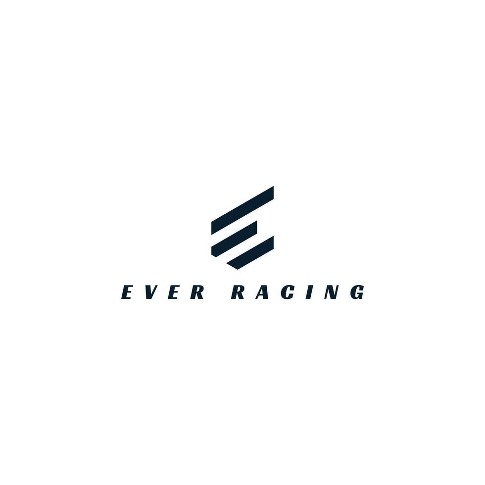 Abstract Letter E or EE logo with fast speed lines in dark blue color isolated on a white background applied for car racing team logo design inspiration template vector