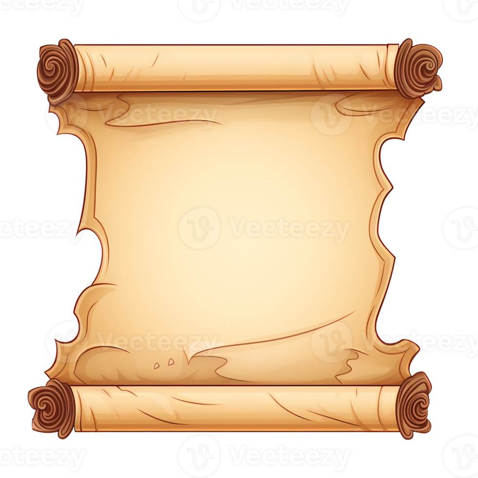 Parchment paper scroll papyrus empty frame blank png