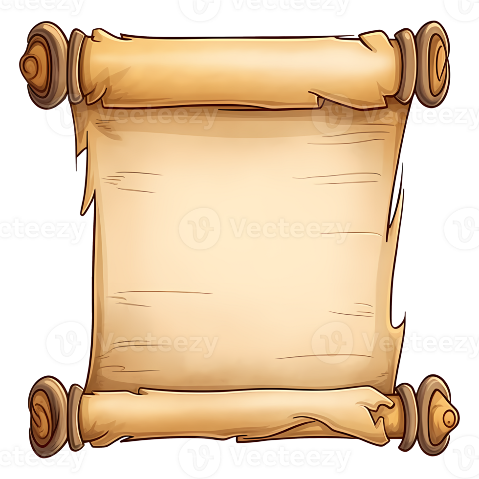 Parchment paper scroll papyrus empty frame blank png