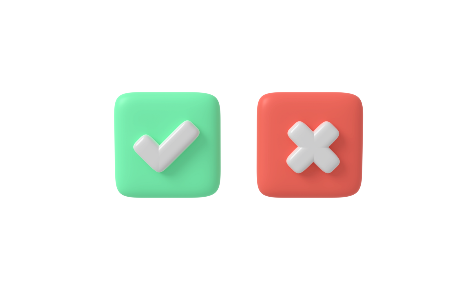 checkmark and x or confirm. checkmark button. 3d rendering png