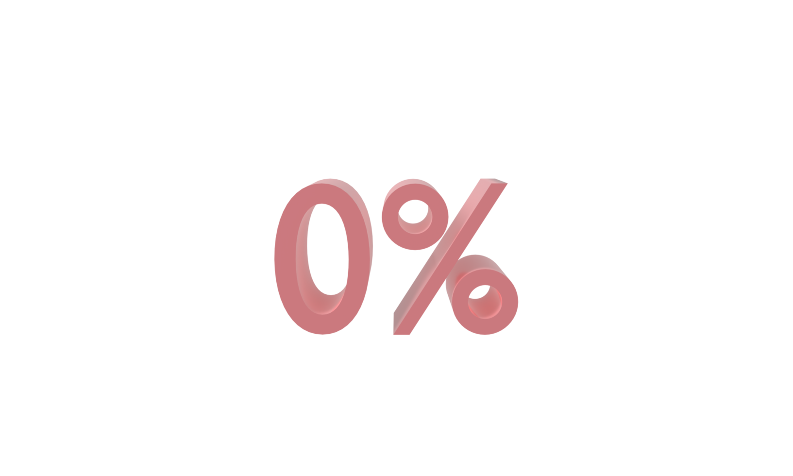 PNG 3d rendering Sale mock up zero percent sign