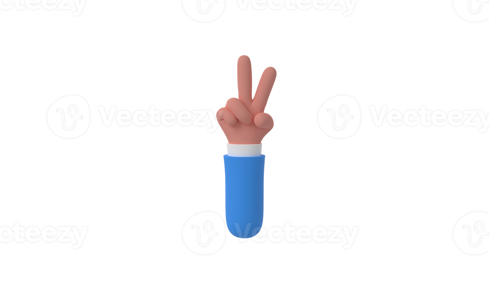 Peace hand symbol, Victory sign gesture, two fingers hand  3d rendering. minimal PNG