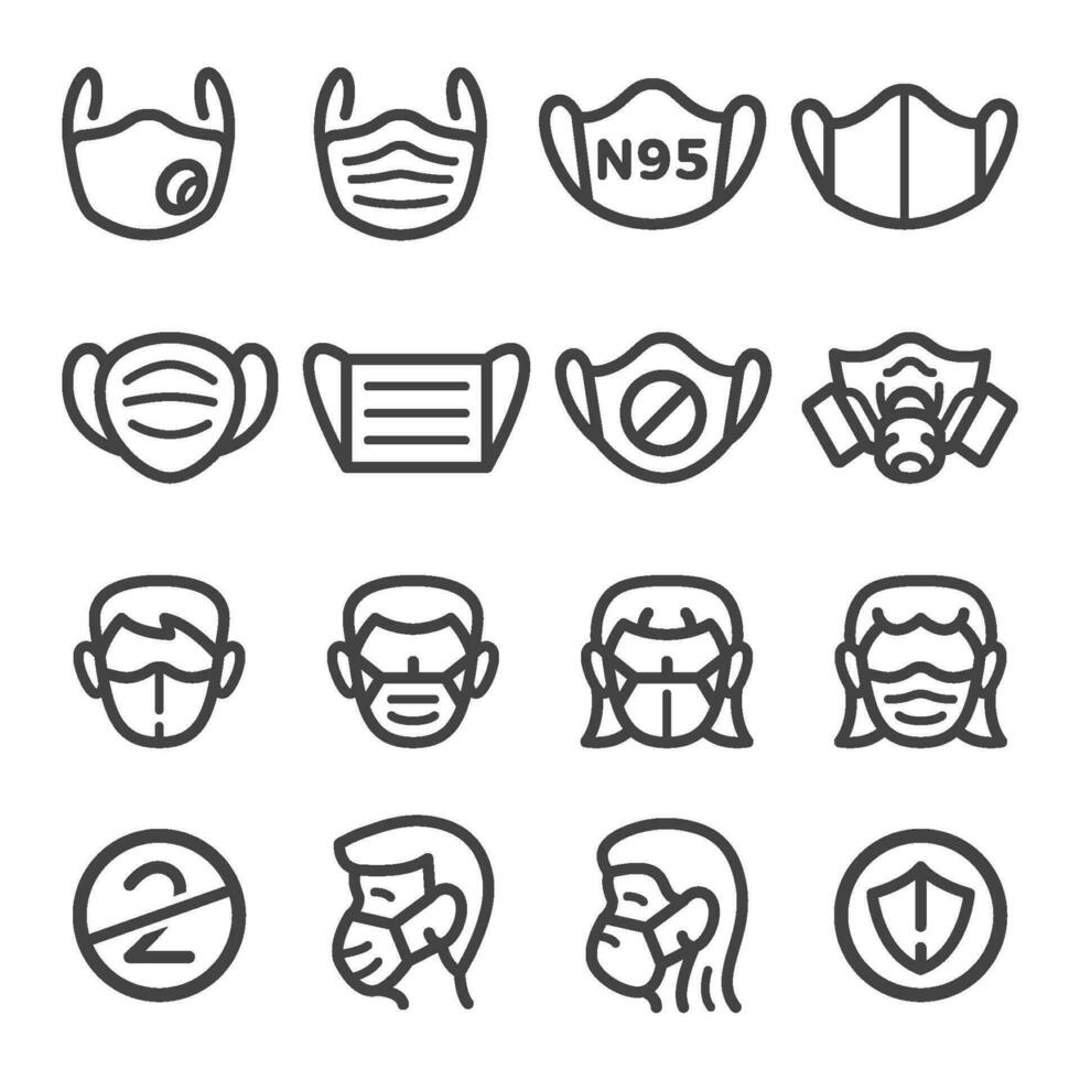 mask line icon set,vector and illustration vector