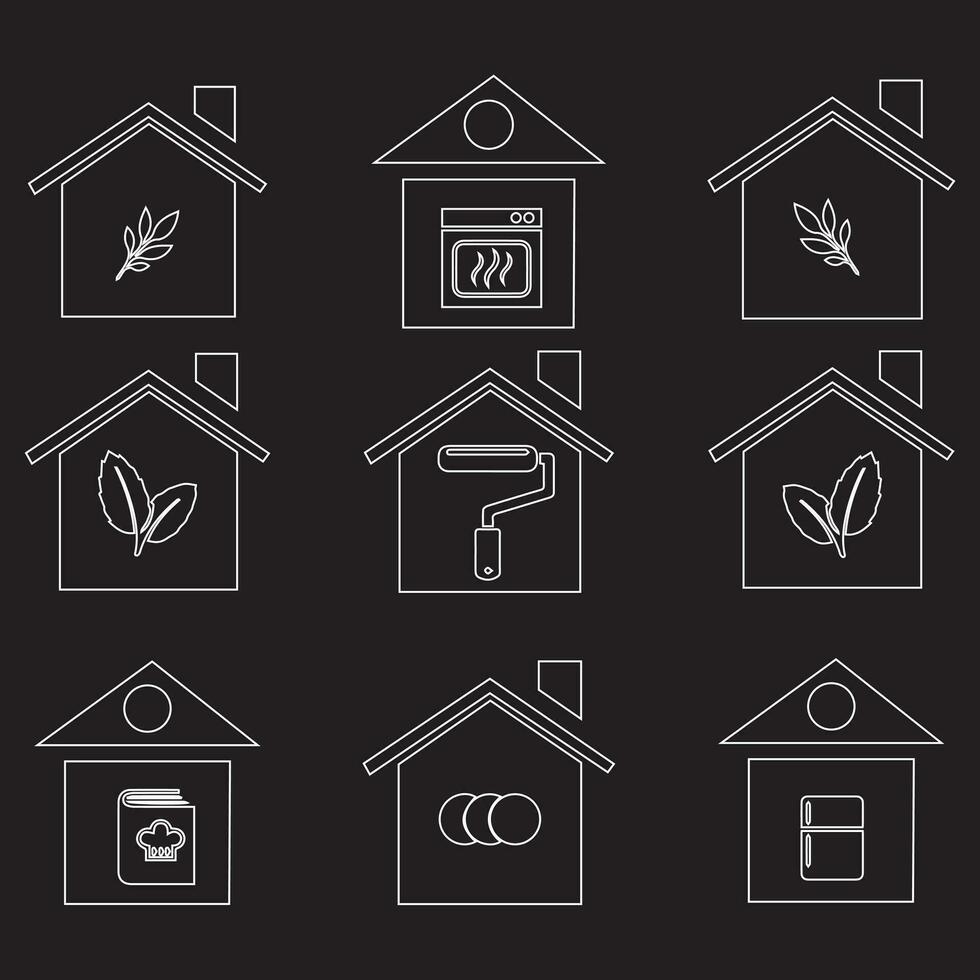 conjunto de iconos de vector de casa. colección de signos de ilustración del hogar. símbolo de construcción.