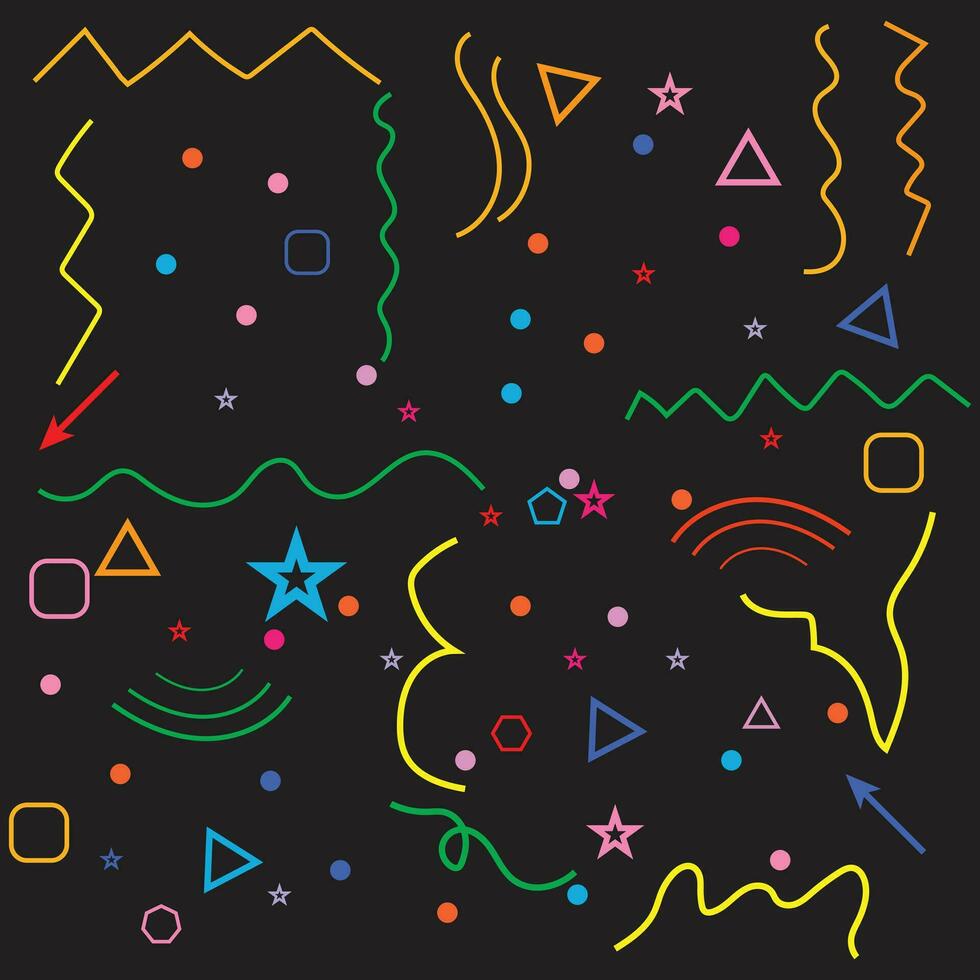 Colorful line doodle seamless pattern. Creative minimalist style art background, trendy design with basic shapes. Modern abstract color backdrop. vector