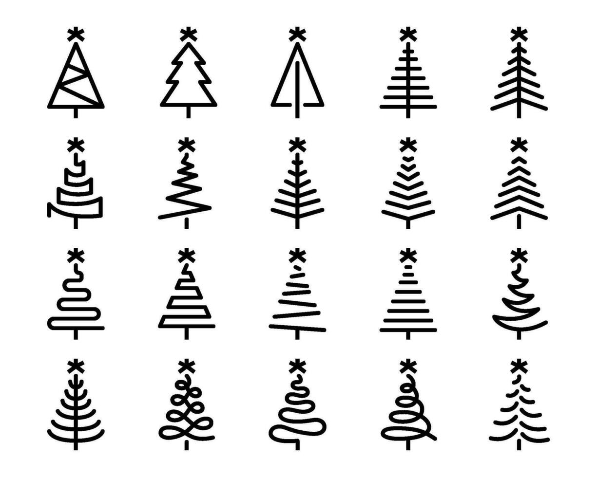 icono de línea de árbol de navidad vector