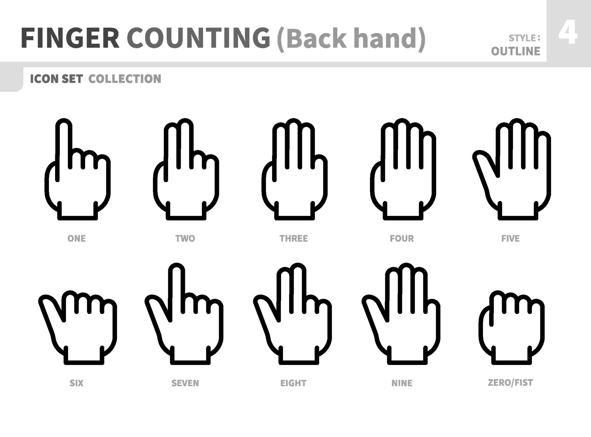 finger count line icon set,vector and illustration 29239851 Vector Art
