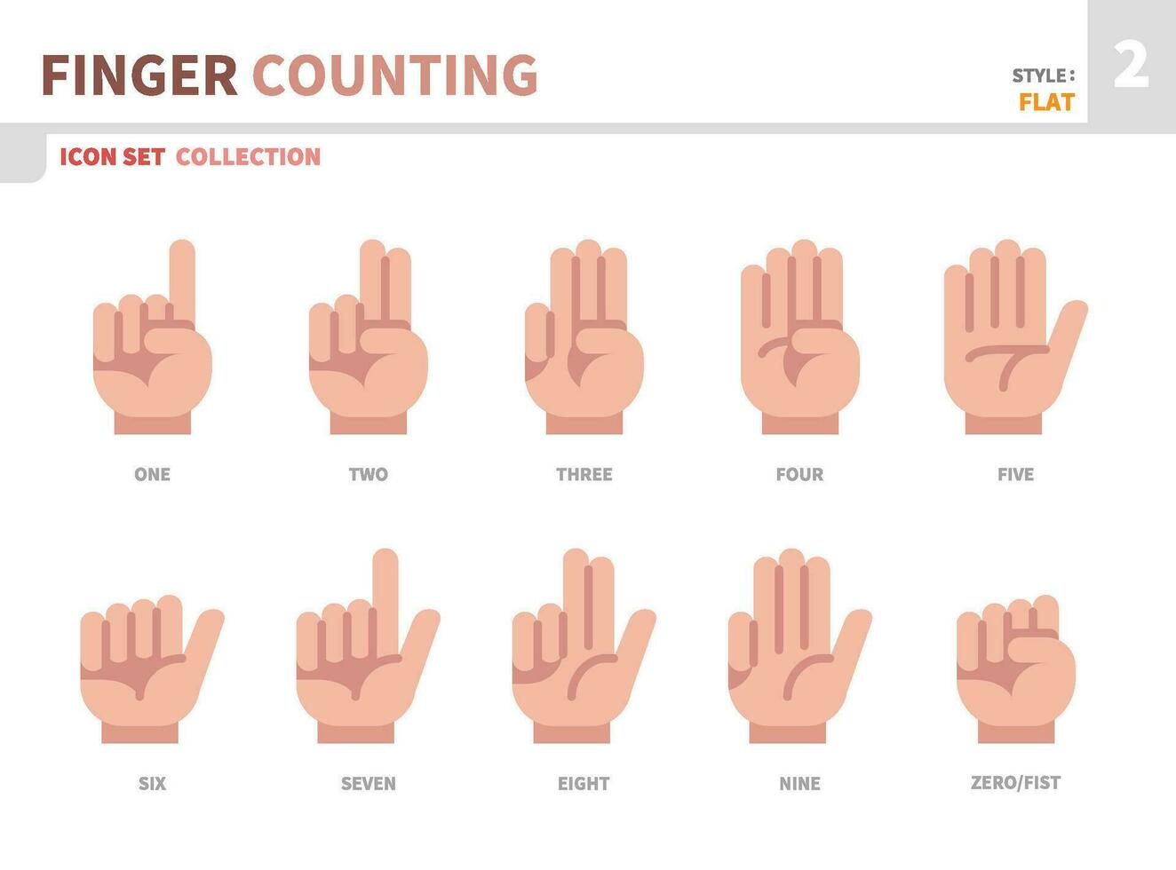 finger count flat icon set,vector and illustration vector