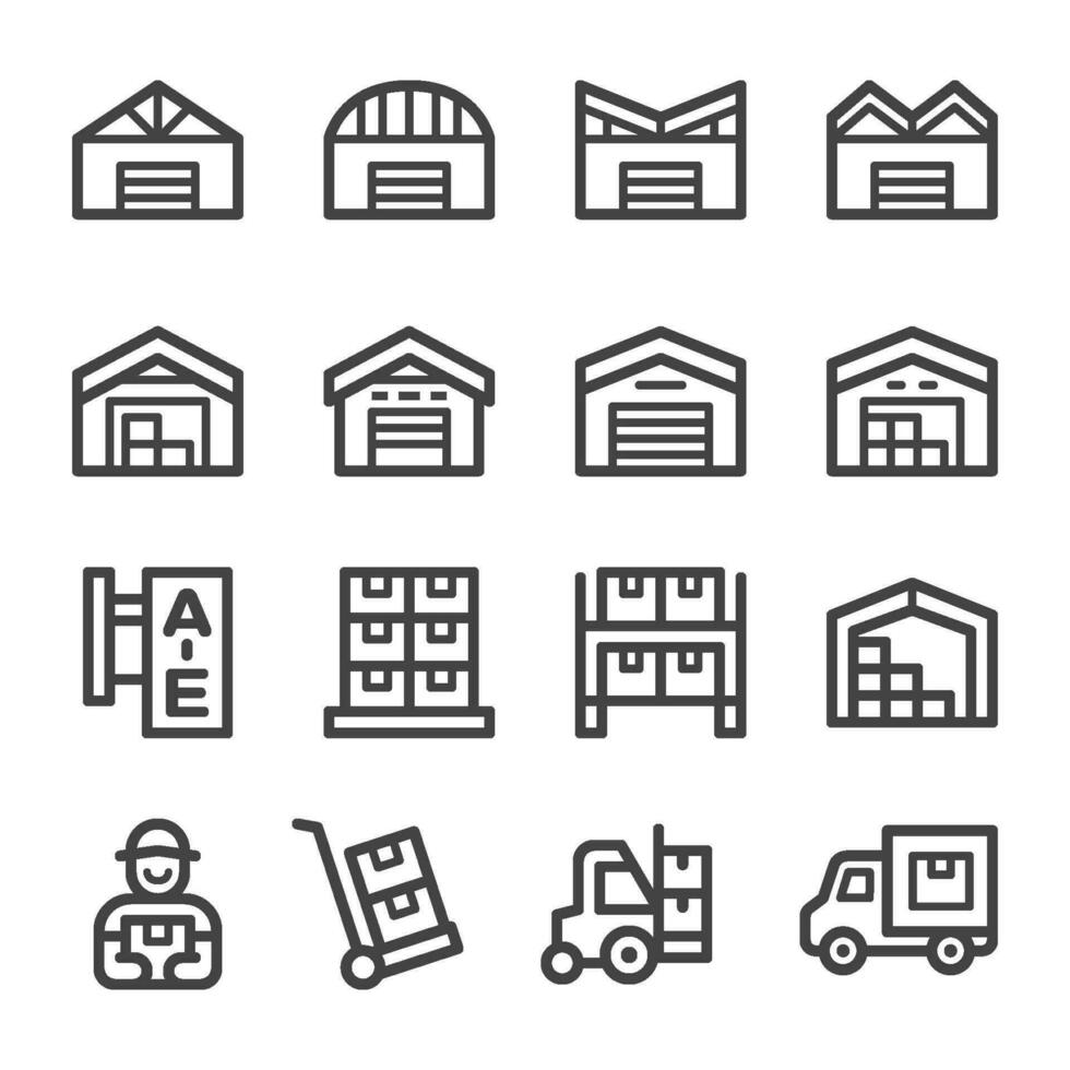 warehouse line icon set,vector and illustration vector