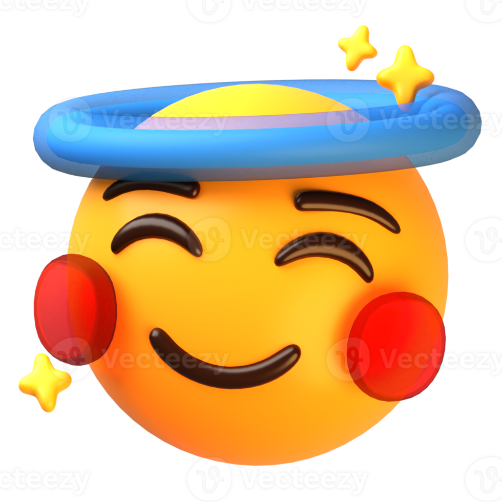 sorridente viso con alone 3d emoji icona png