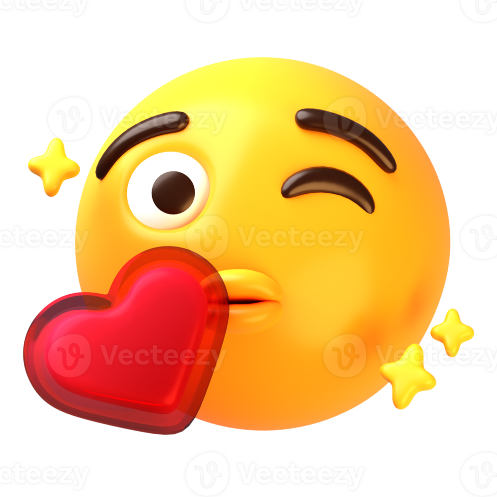 Face blowing a love kiss 3D Emoji Icon png