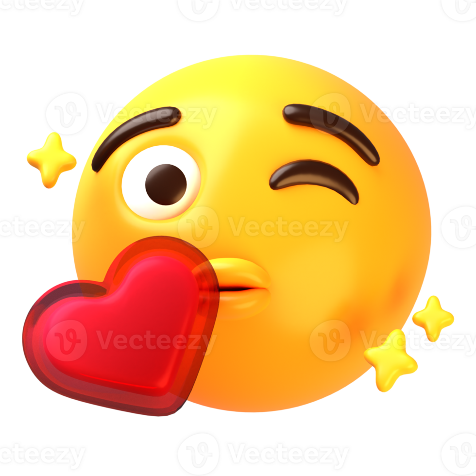 Face blowing a love kiss 3D Emoji Icon 29239946 PNG