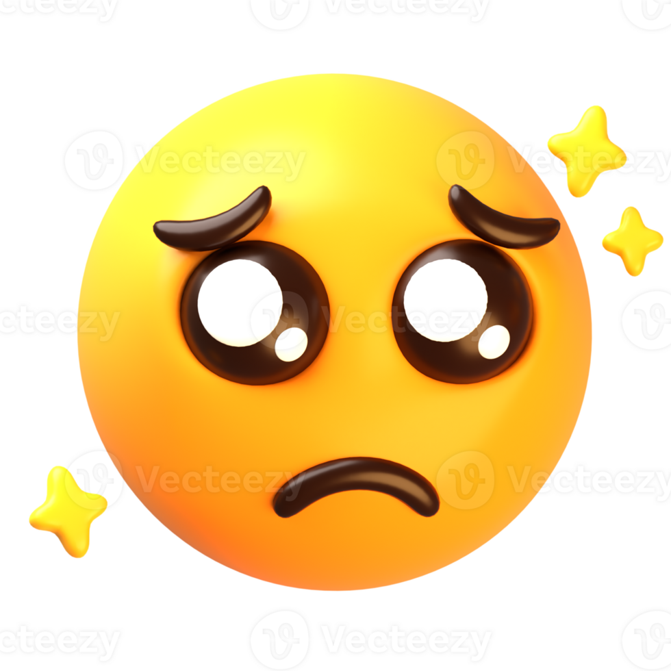 Pleading face 3D Emoji Icon png