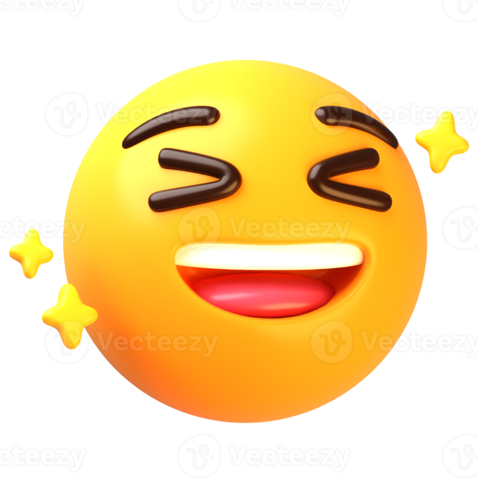 Smiling face with open mouth and close eyes 3D Emoji Icon png