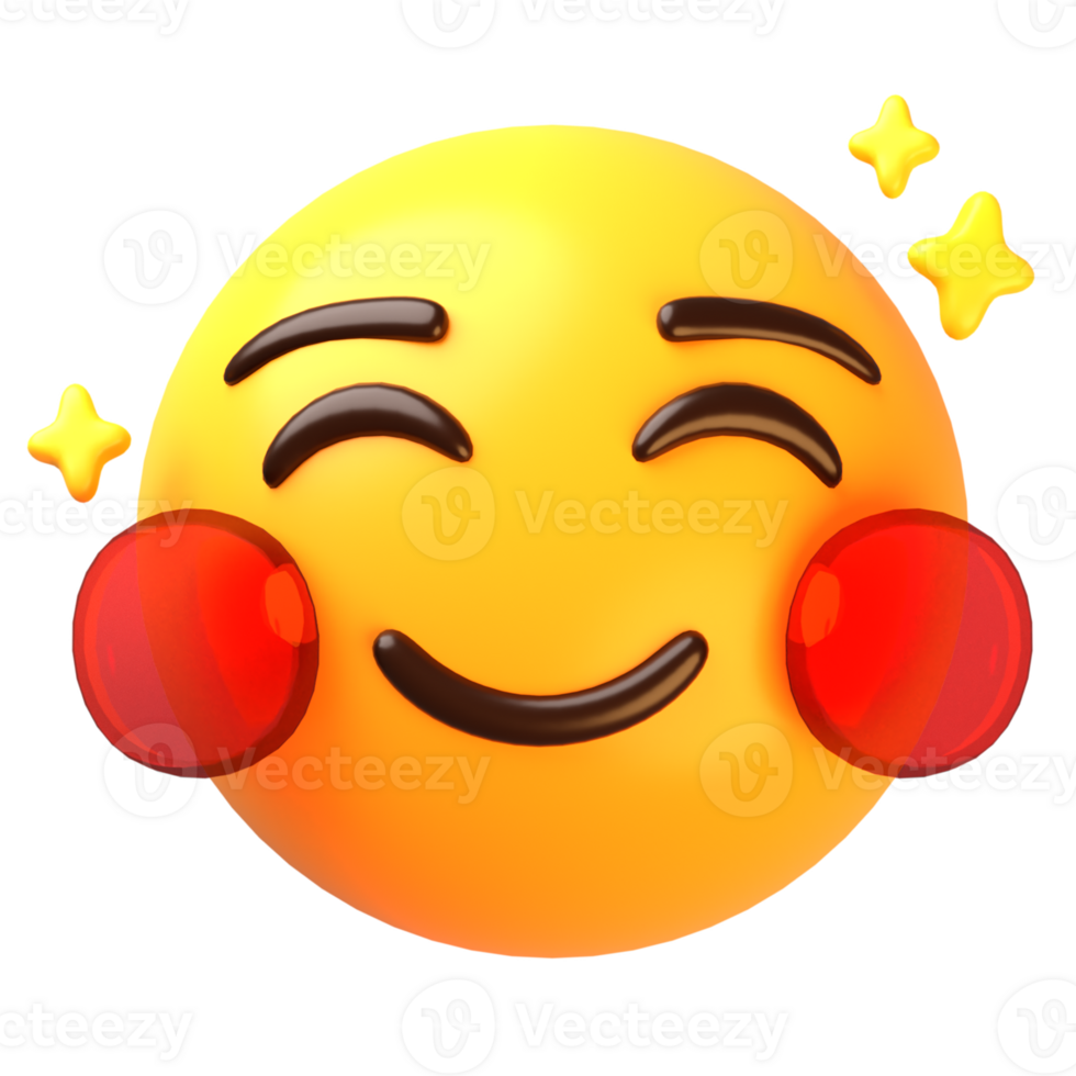 Smiling face with flushed cheeks 3D Emoji Icon png