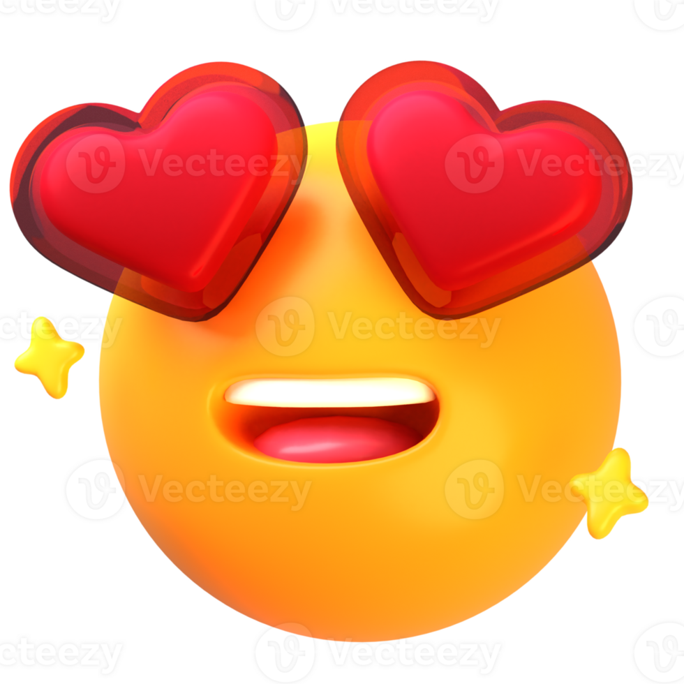 sonriente cara con corazón ojos 3d emoji icono png