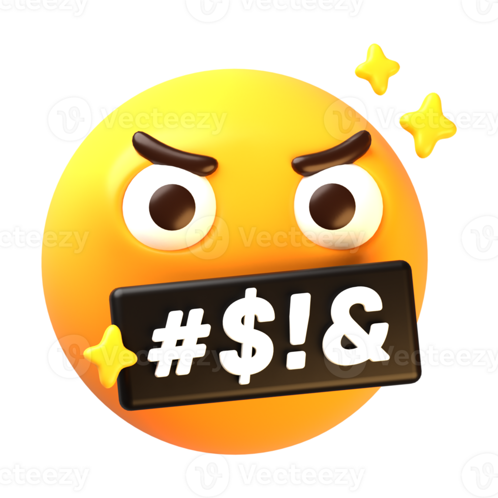 Angry face with censored word 3D Emoji Icon png