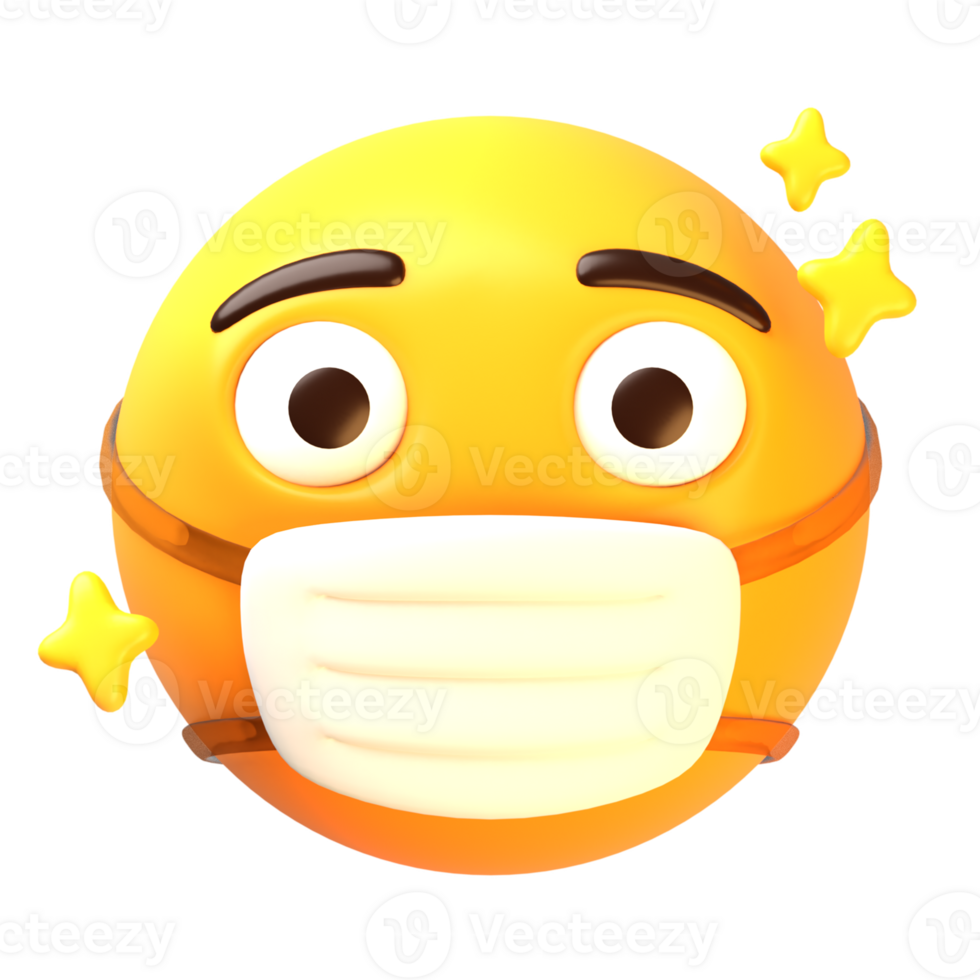 ansikte med medicinsk mask 3d emoji ikon png