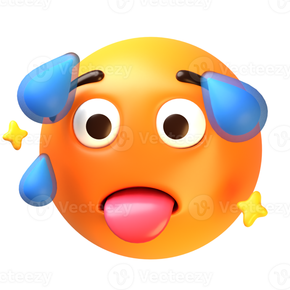 Heatstroke face 3D Emoji Icon png