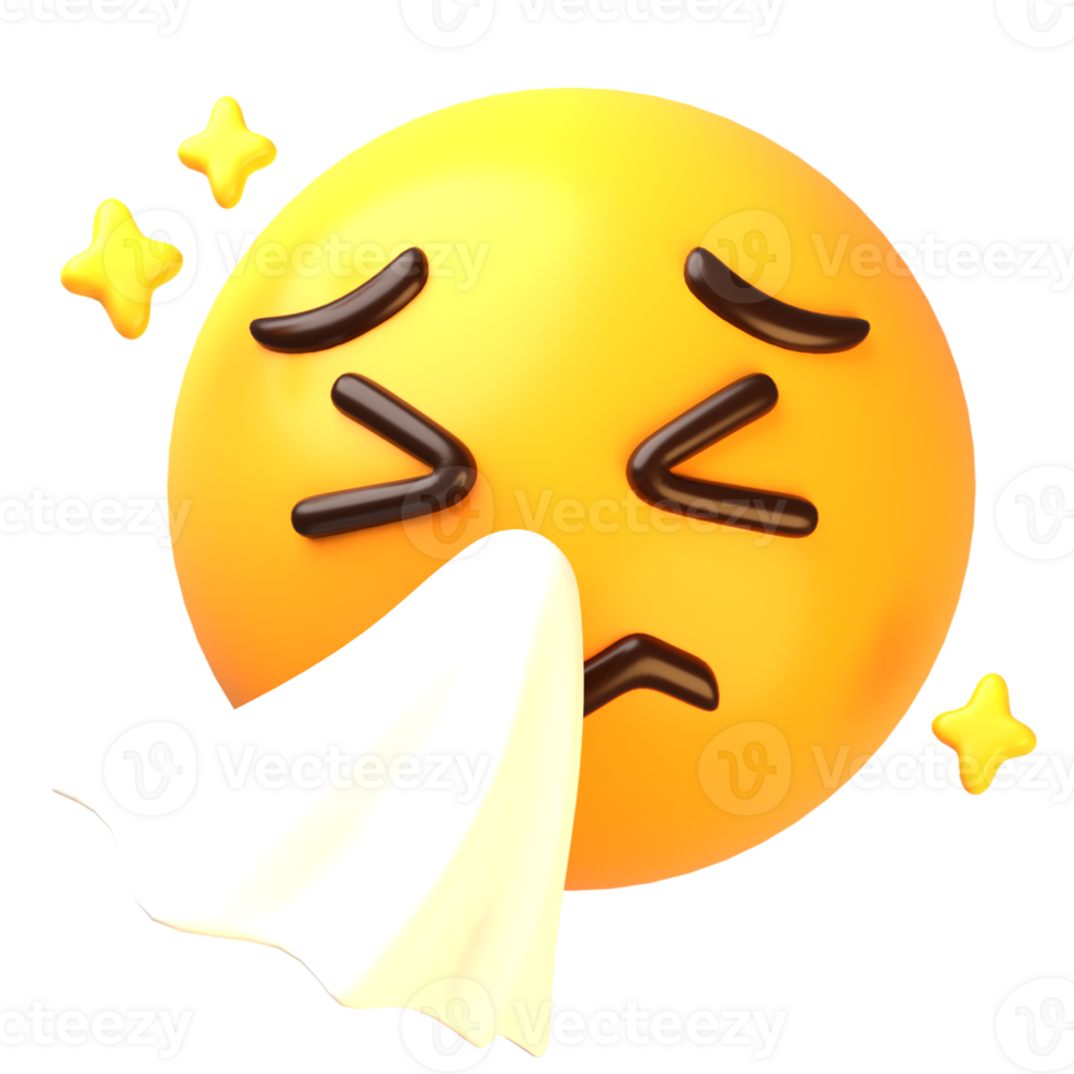 Sneezing face 3D Emoji Icon png