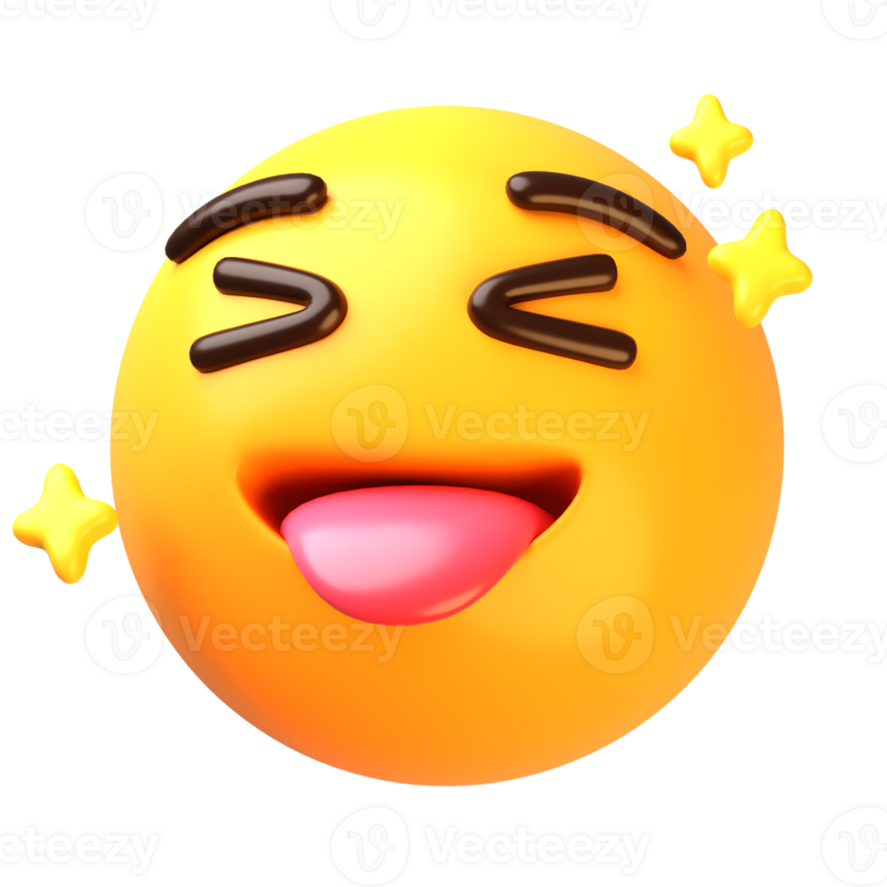Face with tears of joy and tongue pop out 3D Emoji Icon png
