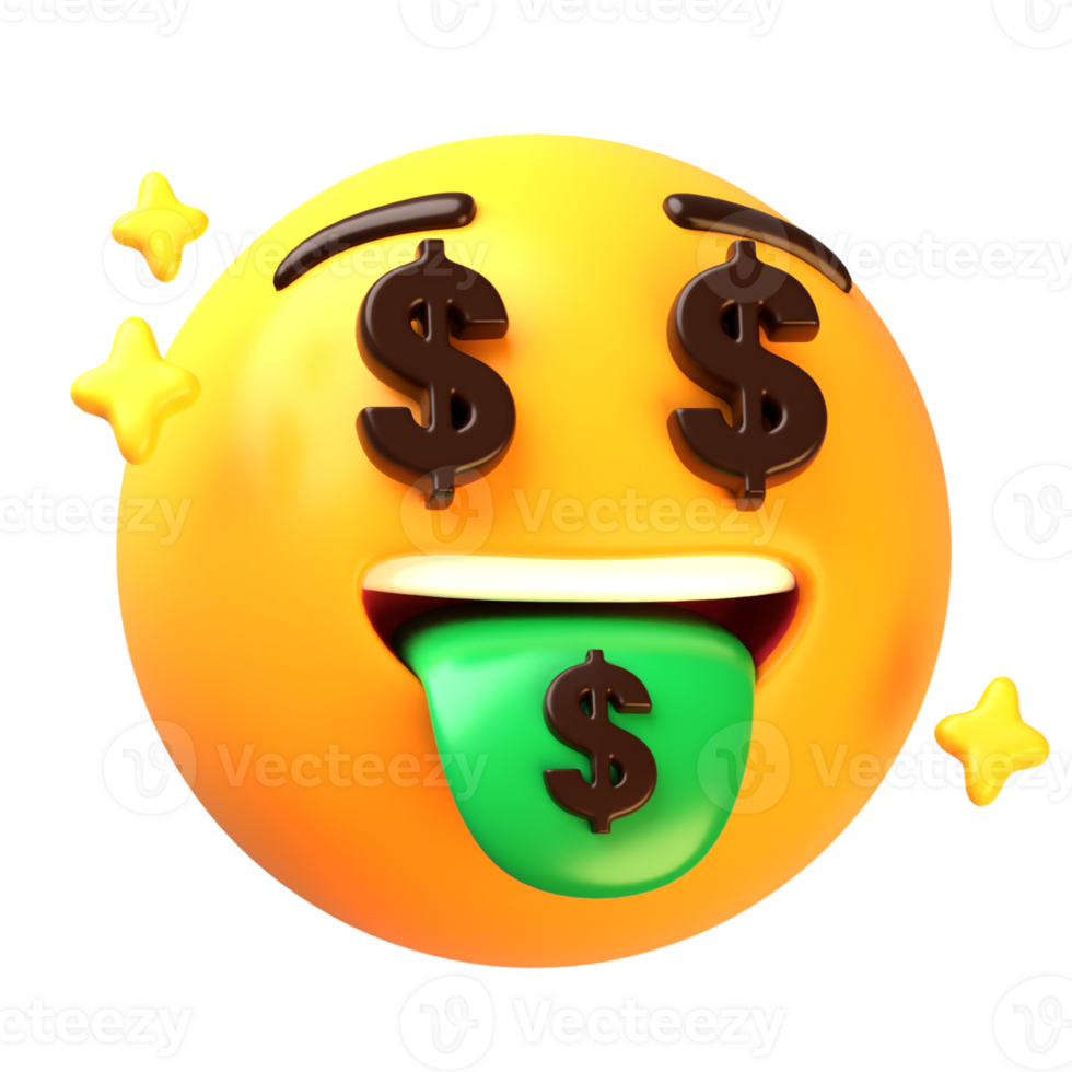 Money tongue pop out mouth face 3D Emoji Icon png