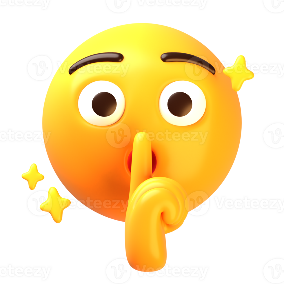 Shushing be silent face 3D Emoji Icon png