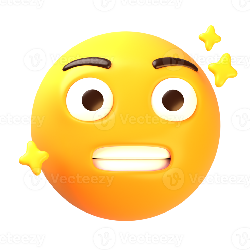 Grinning face with clenched teeth 3D Emoji Icon png