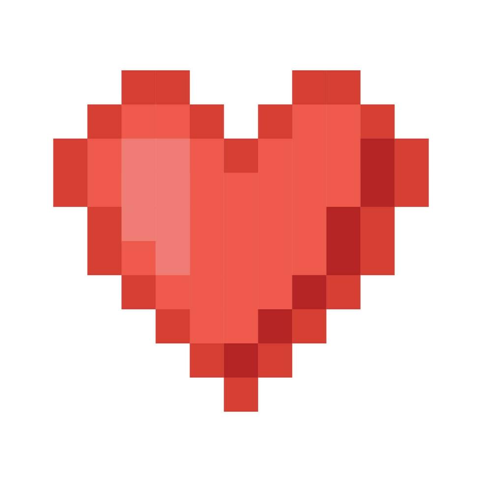 Vector pixel art retro pixelated red heart