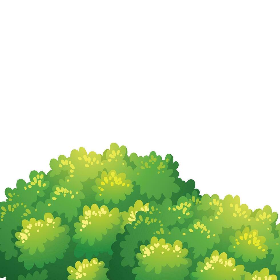 Vector green foliage icon cartoon bush game landscape element