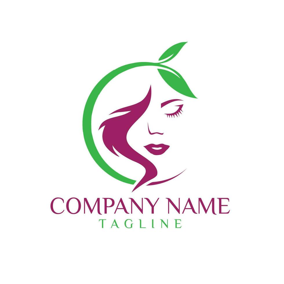 belleza dama pelo logo diseño vector