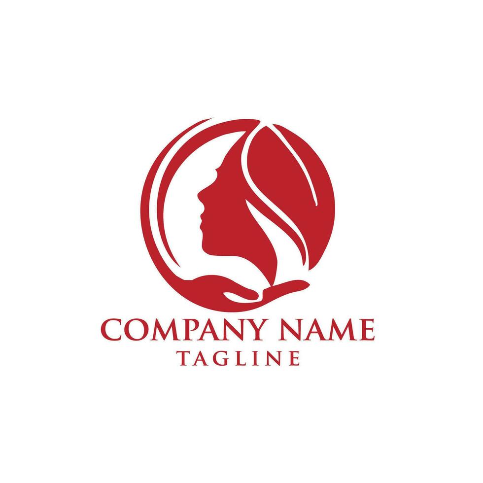 beauty lady hair logo design vector
