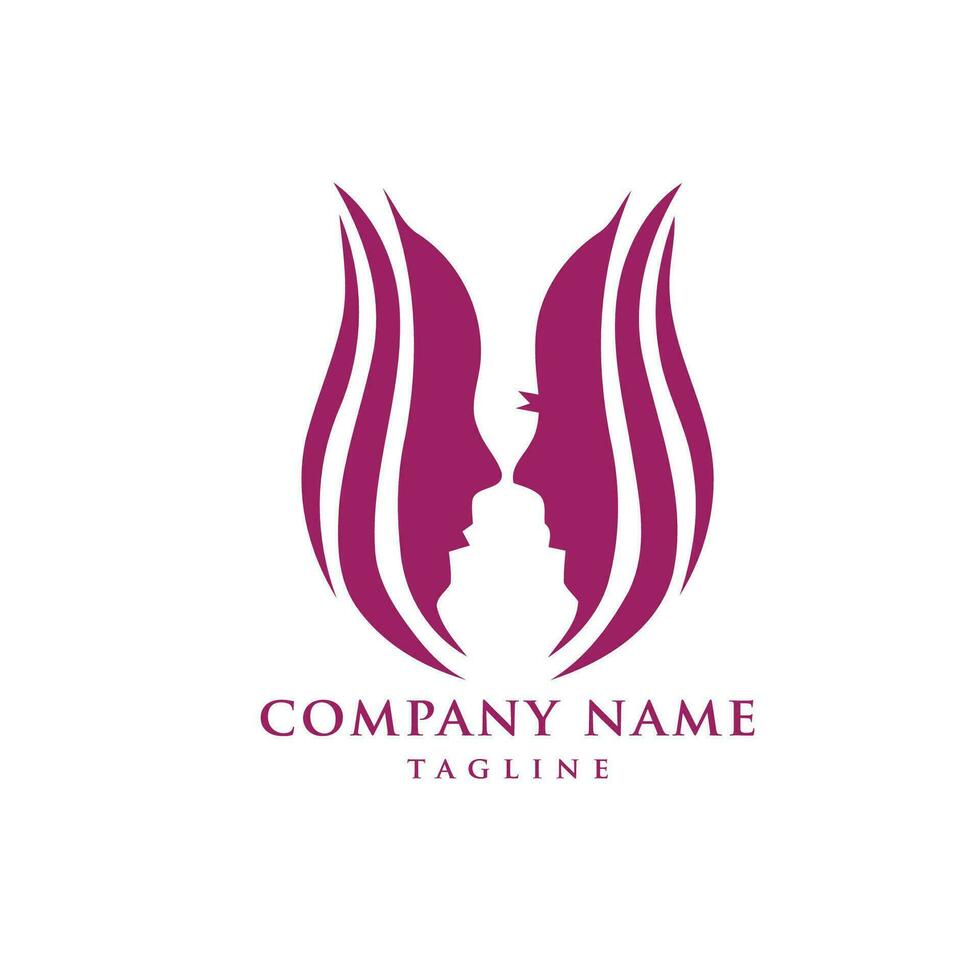 beauty lady hair logo vector