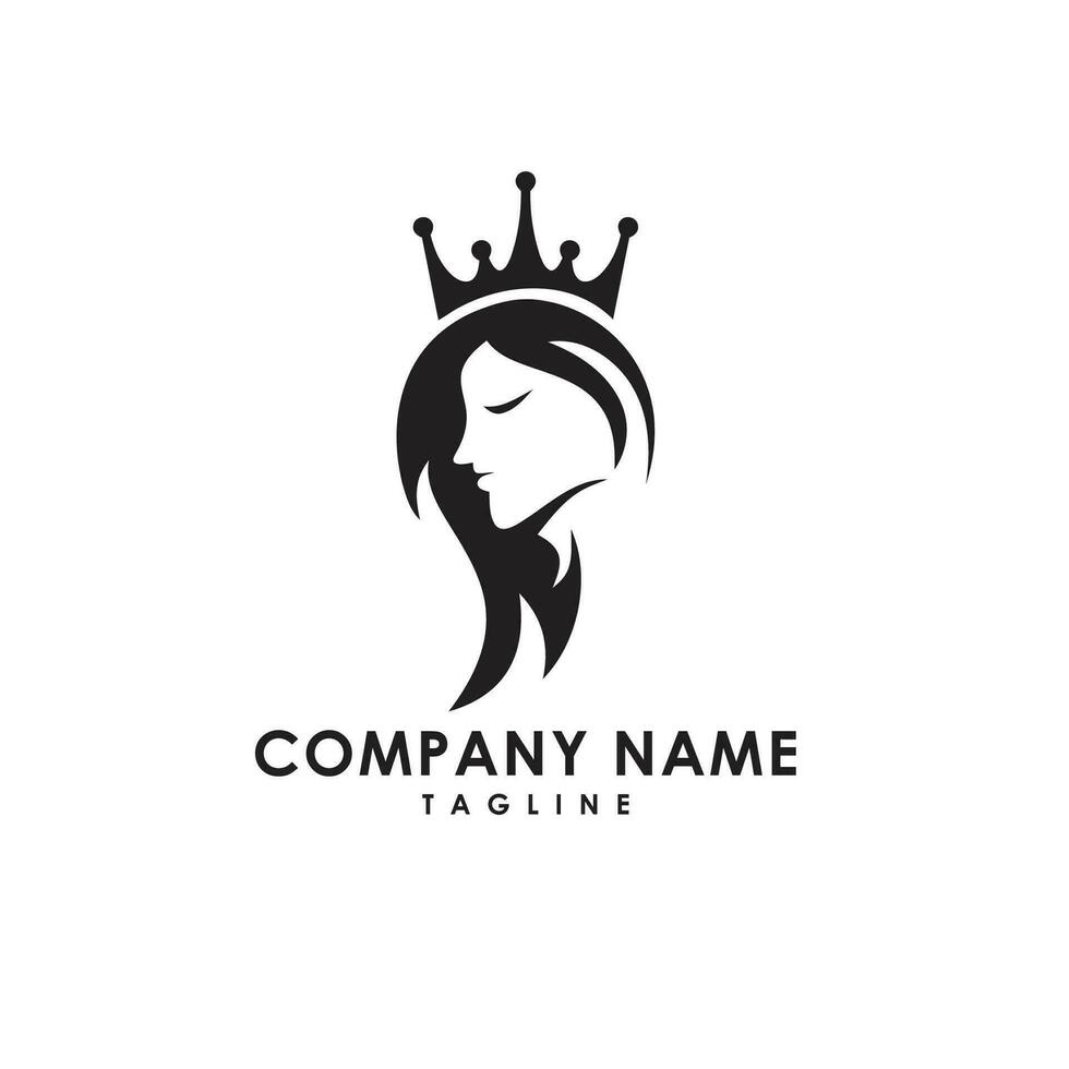 beauty lady hair logo design vector