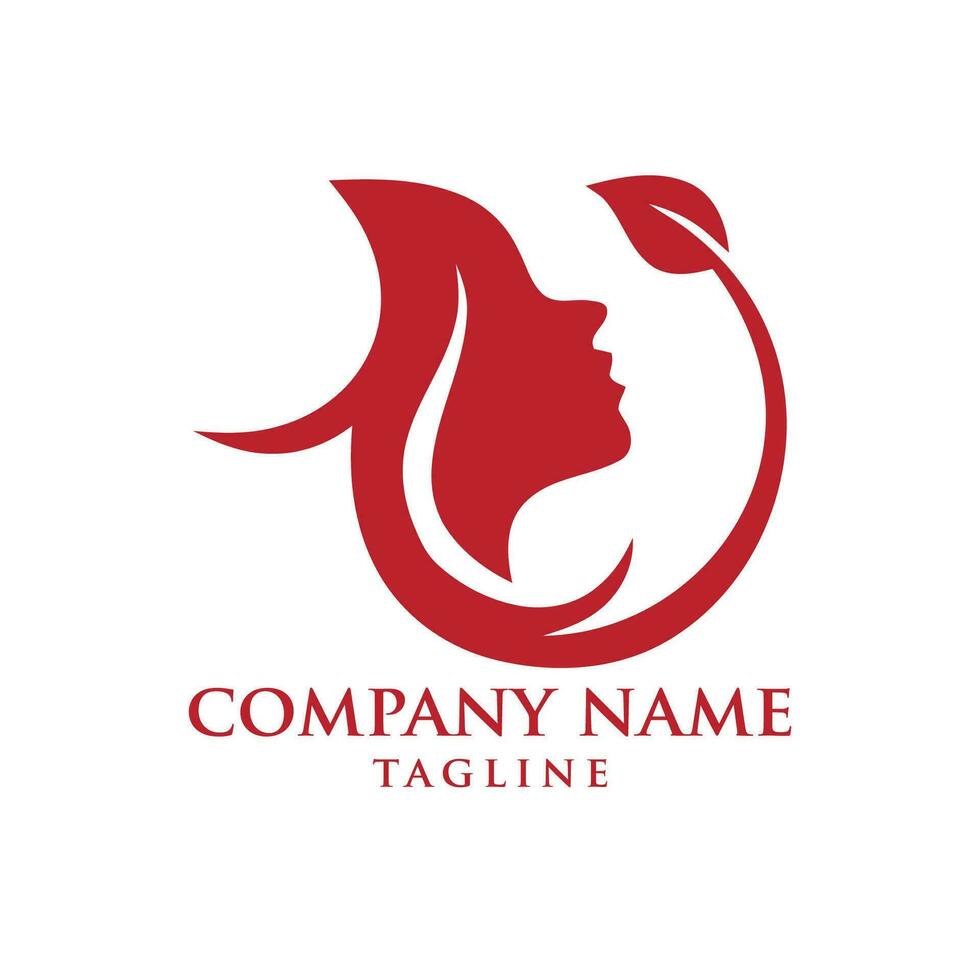 beauty lady hair logo design vector