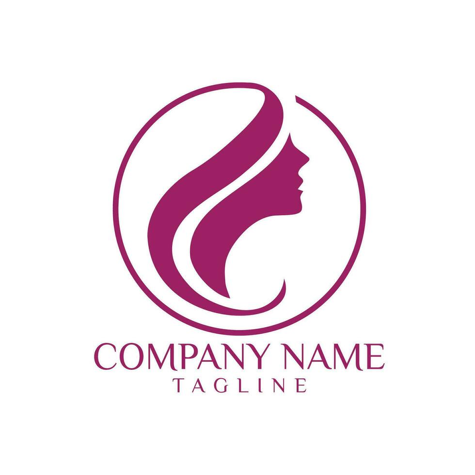beauty lady hair logo design vector